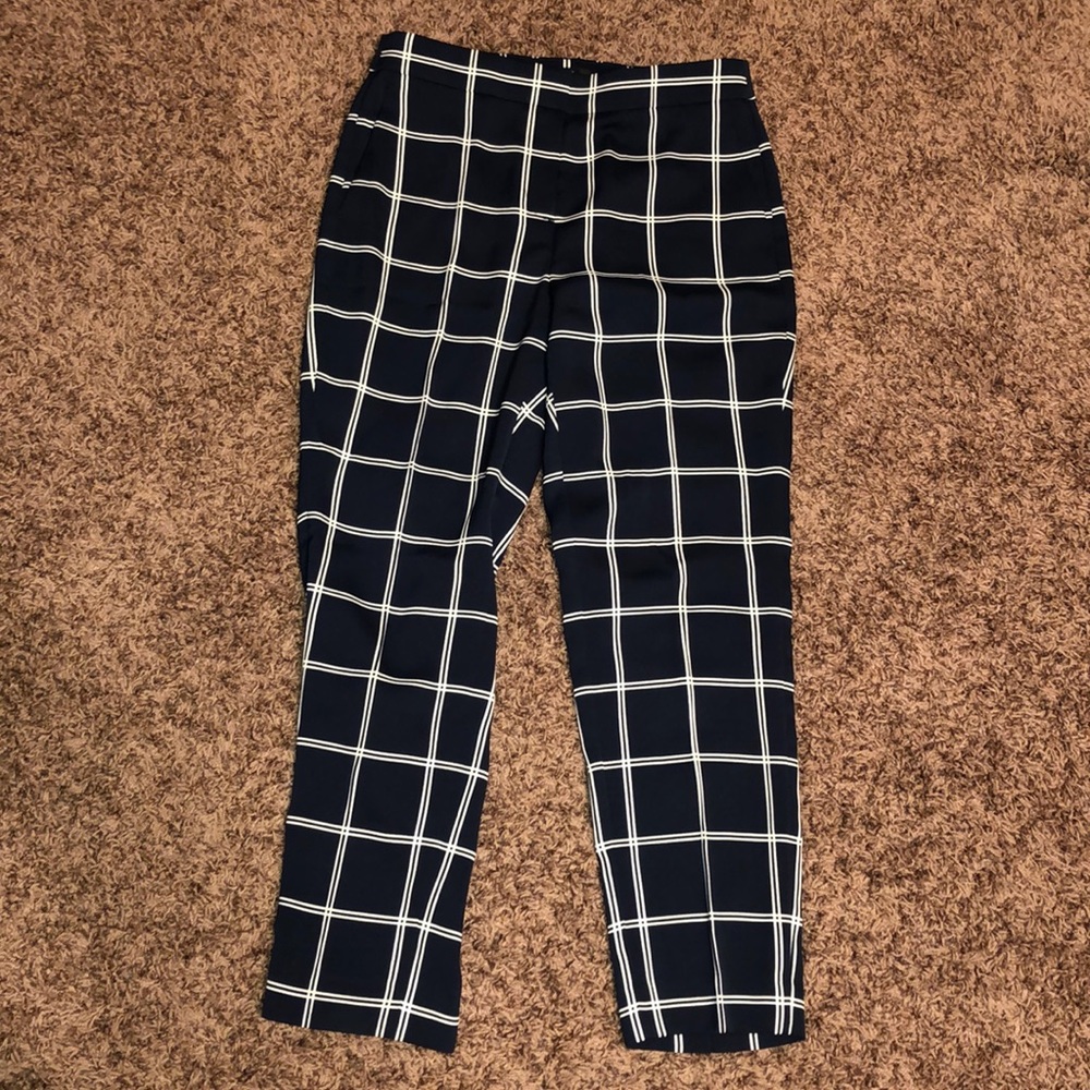 Navy and white j crew pant
